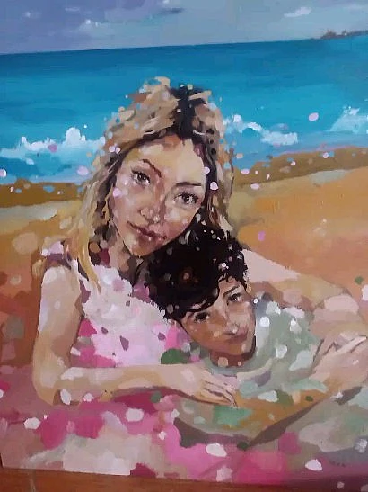 Estudio Dobleuve - Wenceslao Pérez pintura pareja en la playa