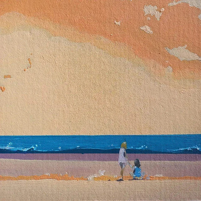 Estudio Dobleuve - Wenceslao Pérez pintura atardecer en la playa